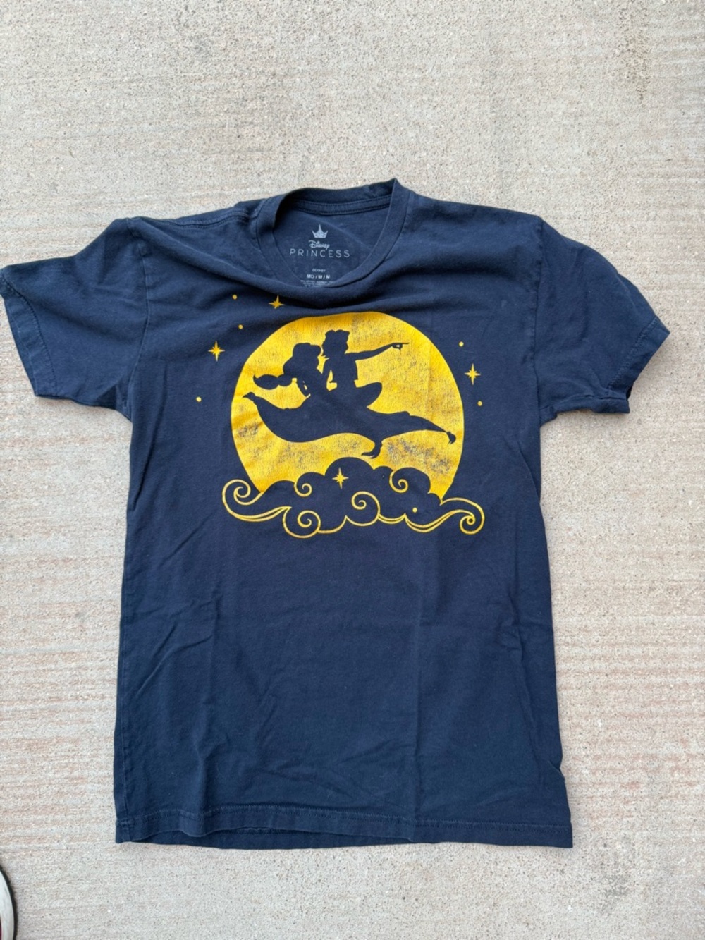 Disney Navy Shirt with Yellow Aladdin & Jasmine Silhouette